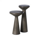 Ravine Concrete Accent Tables Dark Grey Angled View Four Hands