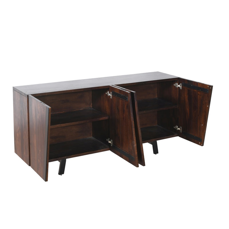 Riviera Sideboard Dark Walnut Angled View Open Doors FRI-SB70DW