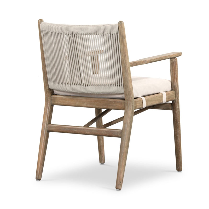 Four Hands Rosen Outdoor Dining Armchair Lakin Oat Angled Back View