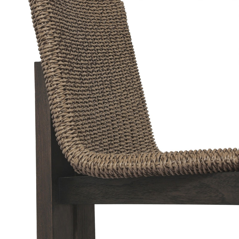 Four Hands Roxy Outdoor Dining Chair Faux Dark Hyacinth Woven Curved Seating