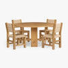 Co.House Designs Saguaro Round Oak Dining Table Natural Staged View with Dining Chairs