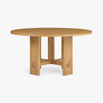 Saguaro Round Oak Dining Table Natural Angled View Co.House Designs