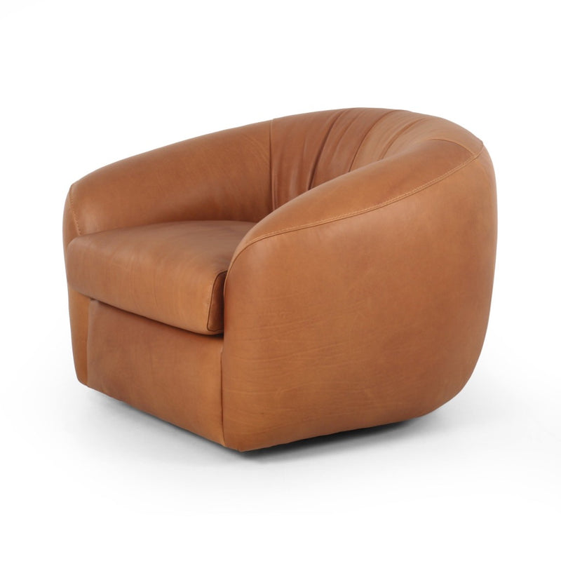 Saldana Swivel Chair Lorento Cognac Angled View 242319-001