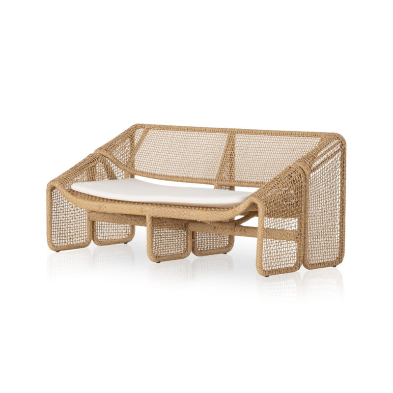 Selma Outdoor Sofa Venao Ivory Angled View Four Hands