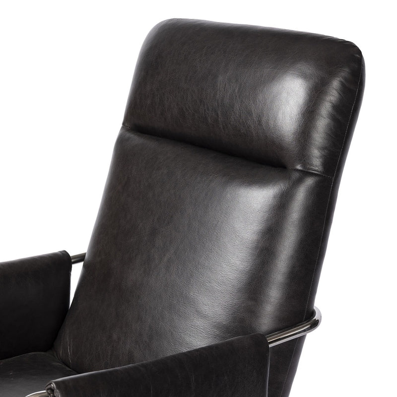 Sherman Desk Chair Sonoma Black Top Grain Leather Backrest Four Hands