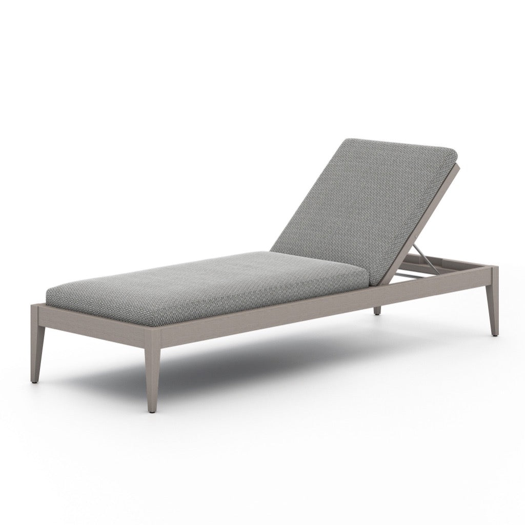 Sherwood Outdoor Chaise Faye Ash Angled View Four Hands
