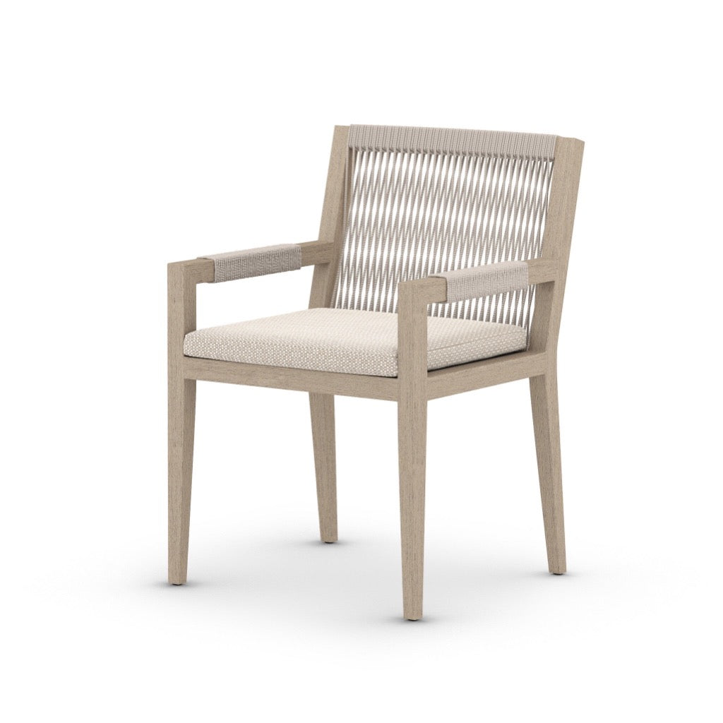 Sherwood Outdoor Dining Armchair Washed Brown/Faye Sand Angled View