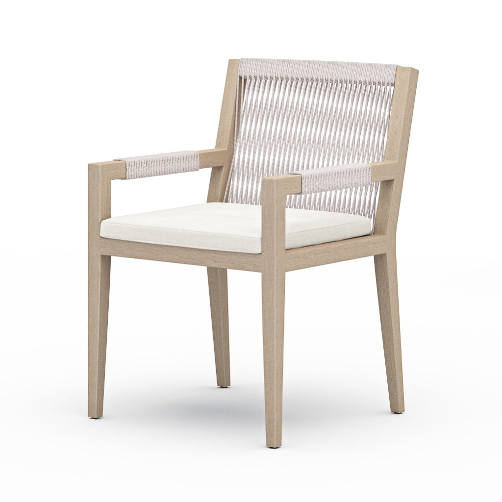 Sherwood Outdoor Dining Armchair Natural Ivory Angled View 223831-011