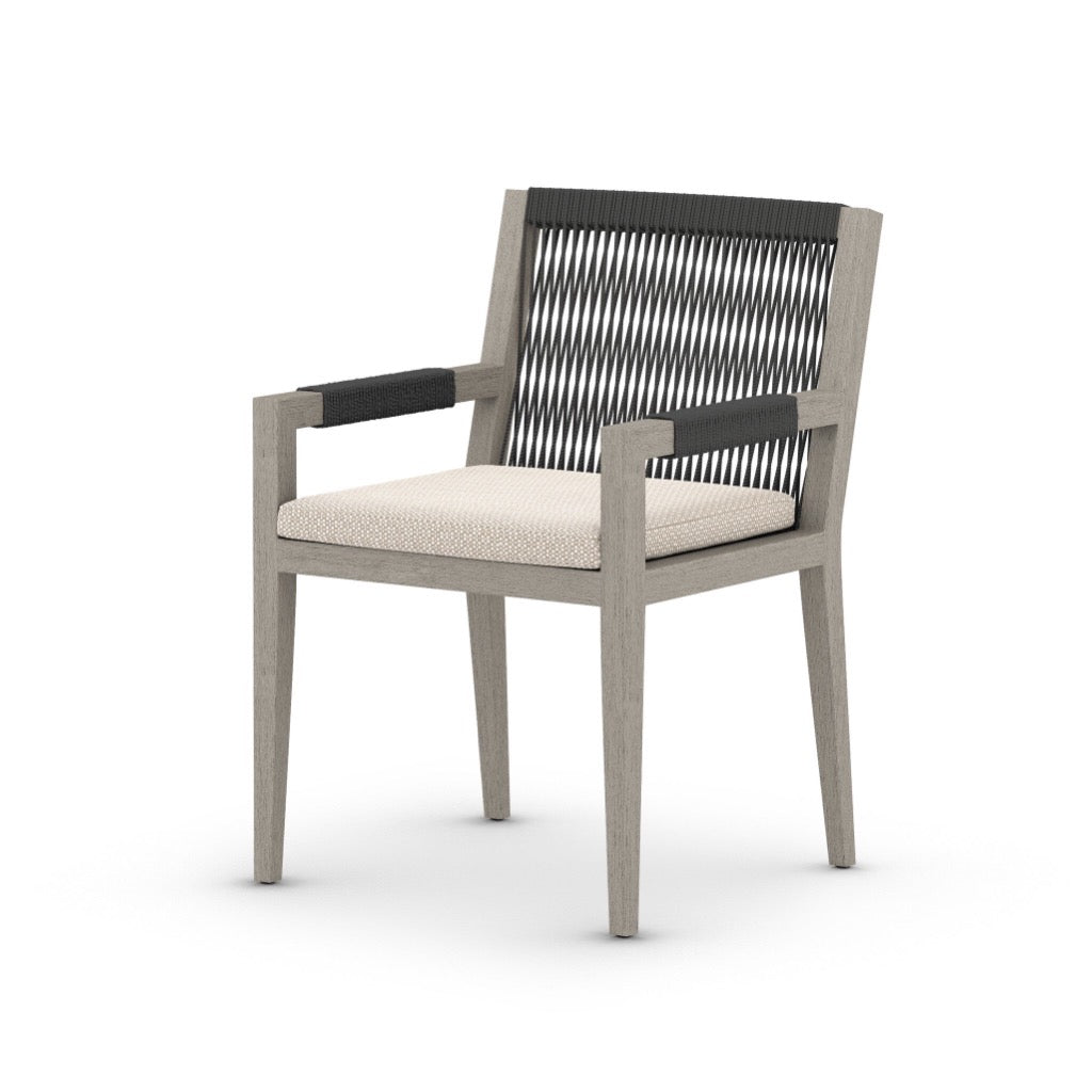 Sherwood Outdoor Dining Armchair Faye Sand Angled View 223831-010