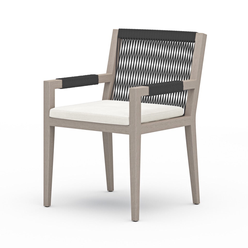Sherwood Outdoor Dining Armchair Natural Ivory Angled View 223831-012