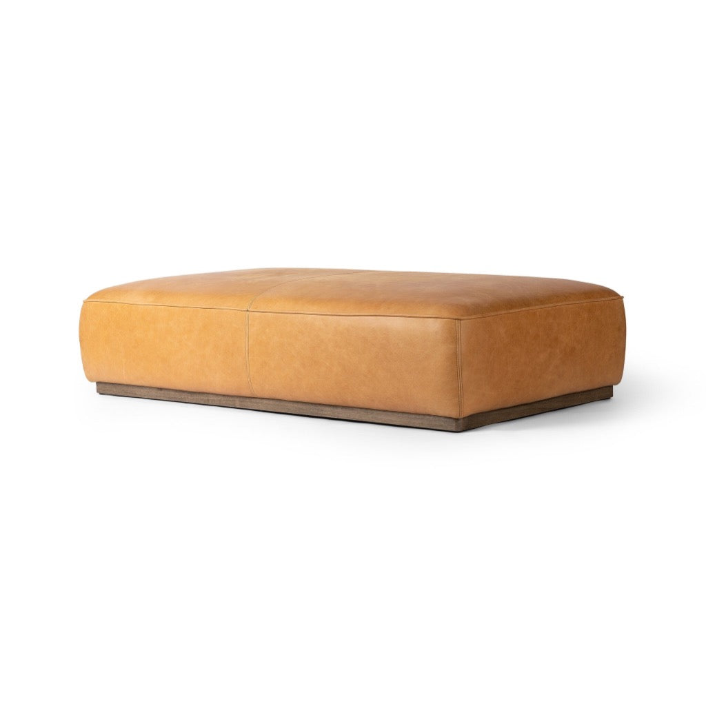 Sinclair Cocktail Ottoman Palermo Butterscotch Angled View Four Hands