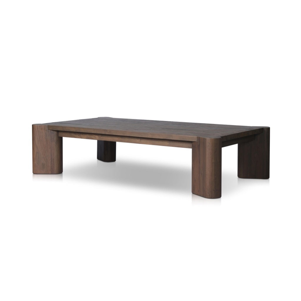 Soho Outdoor Coffee Table Stained Heritage Brown Angled View Four Hands