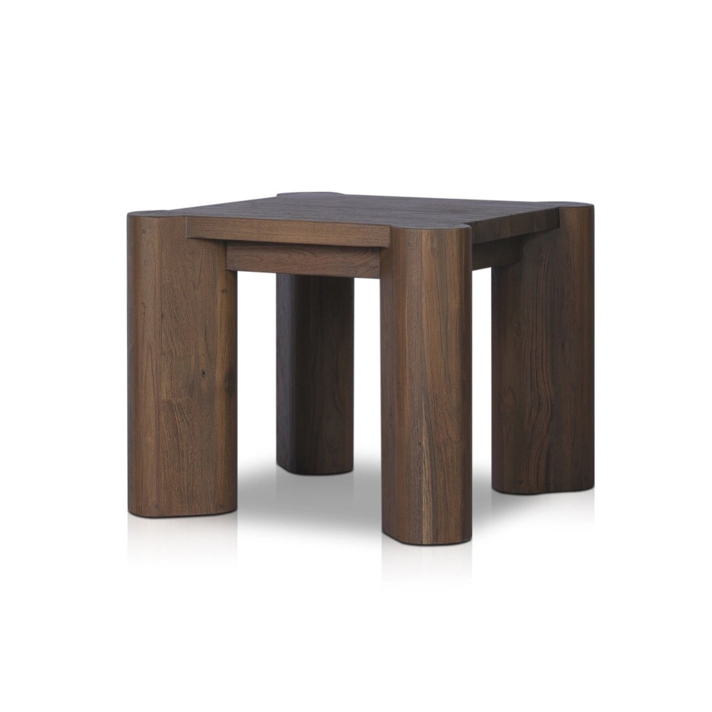Soho Outdoor End Table Stained Heritage Brown-FSC Angled View 238998-003