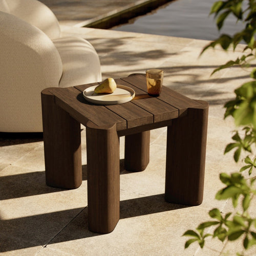 Soho Outdoor End Table Stained Heritage Brown-FSC Staged View Four Hands