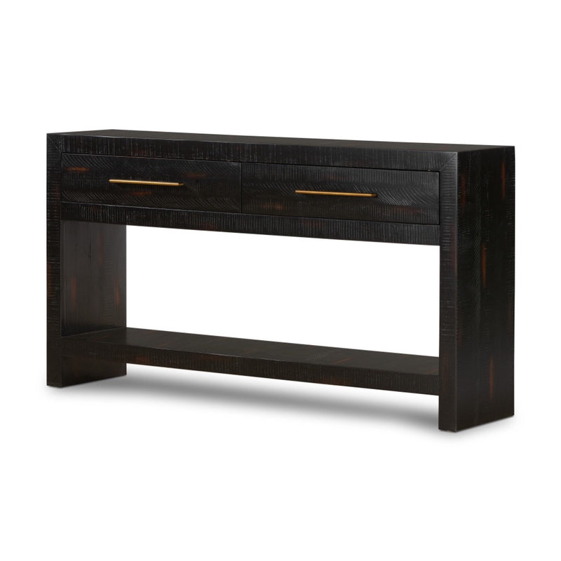 Four Hands Suki Console Table Burnished Black Angled View