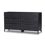 Sydney 6 Drawer Dresser Black Cane Angled View Four Hands