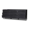 Four Hands Sydney 9 Drawer Dresser Black Cane Angled View Open Drawers