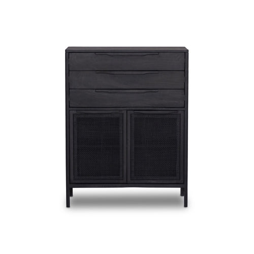 Sydney Tall Dresser Black Wash Front Facing View Four Hands