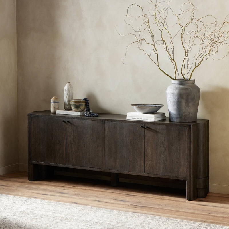 Sylvie Sideboard Brushed Dark Brown Staged View Four Hands