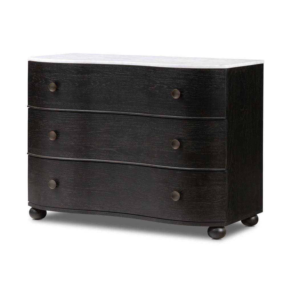 Tiago Marble Chest Distressed Black Angled View 238583-002