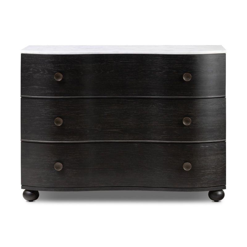 Tiago Marble Chest Distressed Black Front Facing View 238583-002