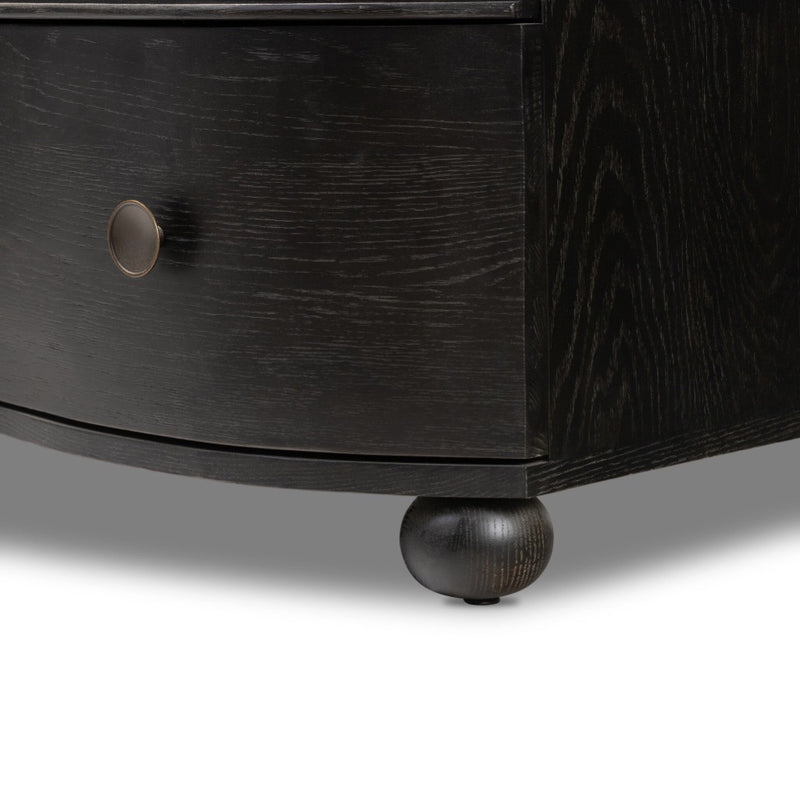 Four Hands Tiago Marble Chest Distressed Black Rounded Legs