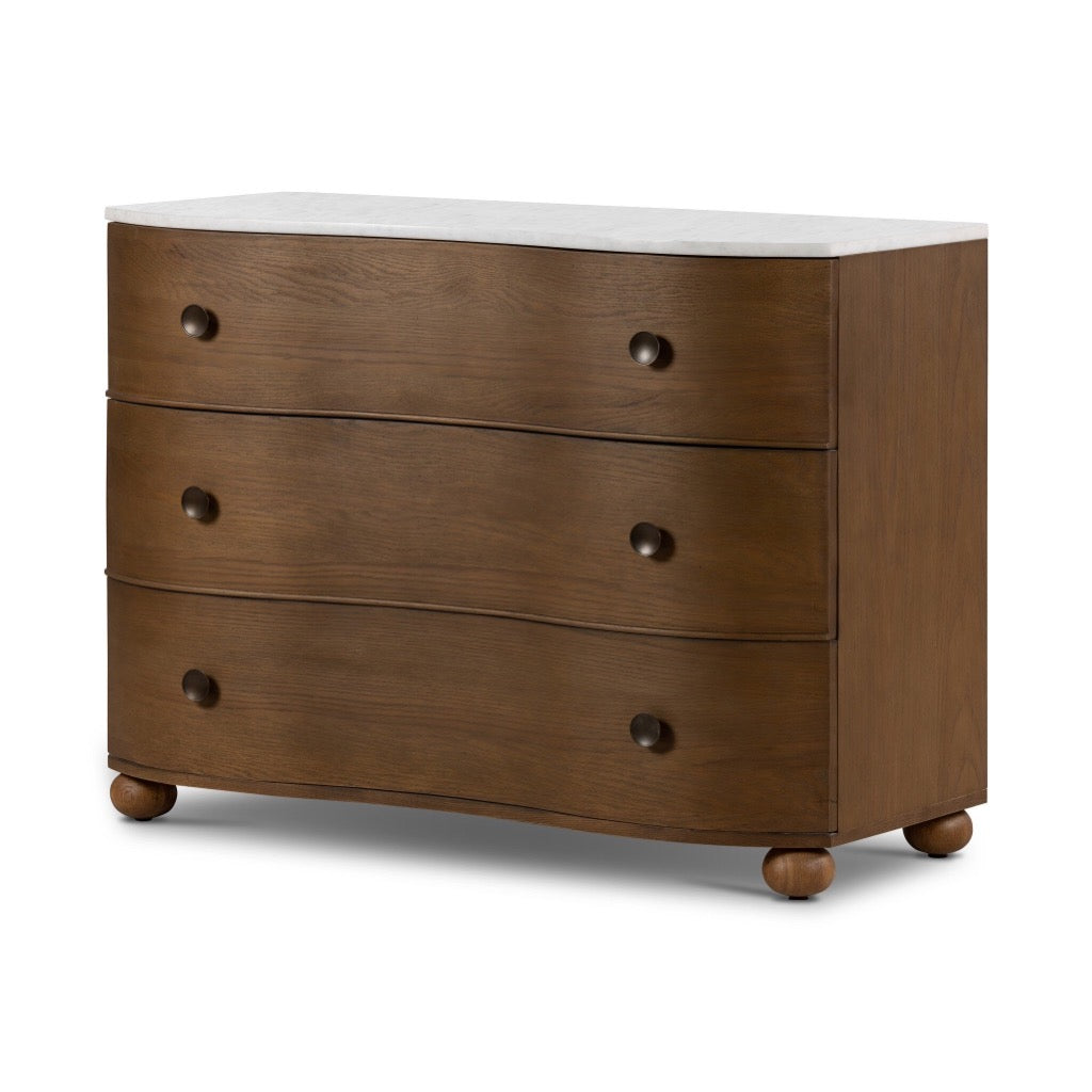 Tiago Marble Chest Toasted Oak Veneer Angled View 238583-001