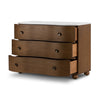 Four Hands Tiago Marble Chest Toasted Oak Veneer Angled View Open Drawers