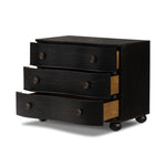 Tiago Nightstand Distressed Black Angled View Open Drawers 235977-004