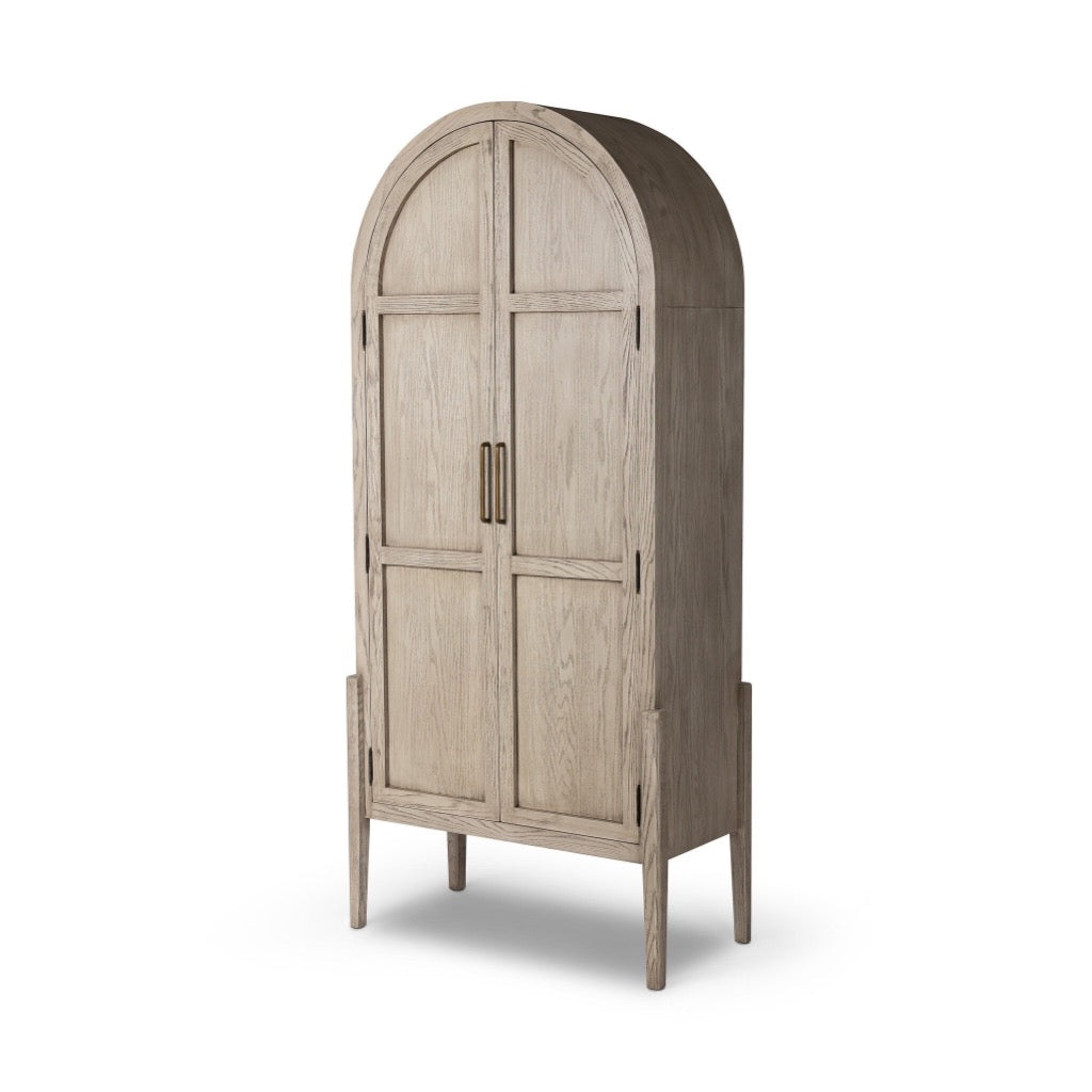 Tolle Panel Door Cabinet Rustic White Solid Angled View Four Hands