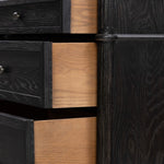 Toulouse 6 Drawer Dresser Distressed Black Oak Open Drawers 232861-002