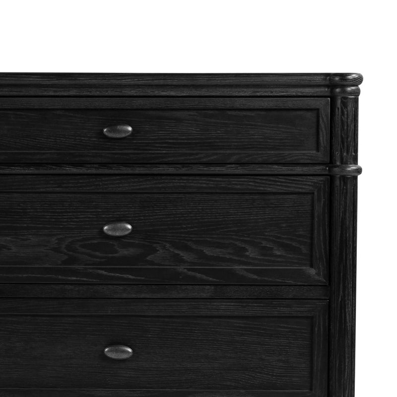 Toulouse 6 Drawer Dresser Distressed Black Oak Handles Four Hands