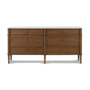 Toulouse 6 Drawer Dresser Toasted Oak w/ Polished White Marble Front Facing View 238116-001