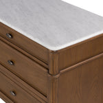 Four Hands Toulouse 6 Drawer Dresser Polished White Marble Tabletop Detail