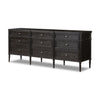 Toulouse 9 Drawer Dresser Distressed Black Oak Angled View 232860-002