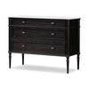 Toulouse Chest Distressed Black w/ Polished White Marble Angled View Four Hands