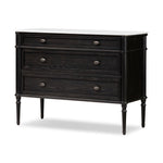 Toulouse Chest Distressed Black w/ Polished White Marble Angled View Four Hands