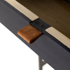 Four Hands Trey Modular Wall Desk Black Wash Poplar Top Grain Leather Pulls