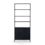 Trey Modular Wide Bookcase Black Wash Poplar Back View Four Hands