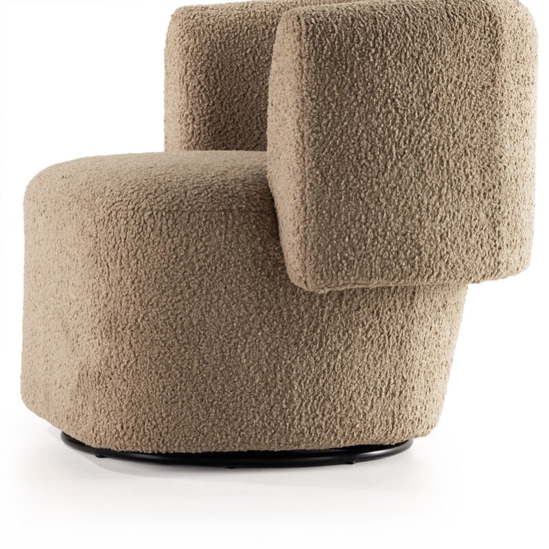 Tybalt Swivel Chair Sheepskin Camel Angled Side View 231367-001