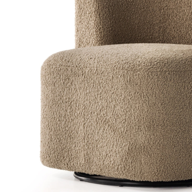 Tybalt Swivel Chair Sheepskin Camel Swivel Base Four Hands