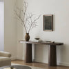 Valen Console Table Rustic Brown Oak Veneer Staged View Four Hands