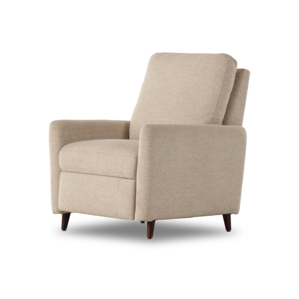 Wallen Recliner Nova Taupe Angled View Four Hands