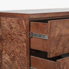 Wesley 6 Drawer Burl Dresser Dark Brown Open Drawers Co.House Designs