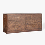 Wesley 6 Drawer Burl Dresser Dark Brown Angled View CH-1001692-IN02-FN-BD-DR-DB-OS