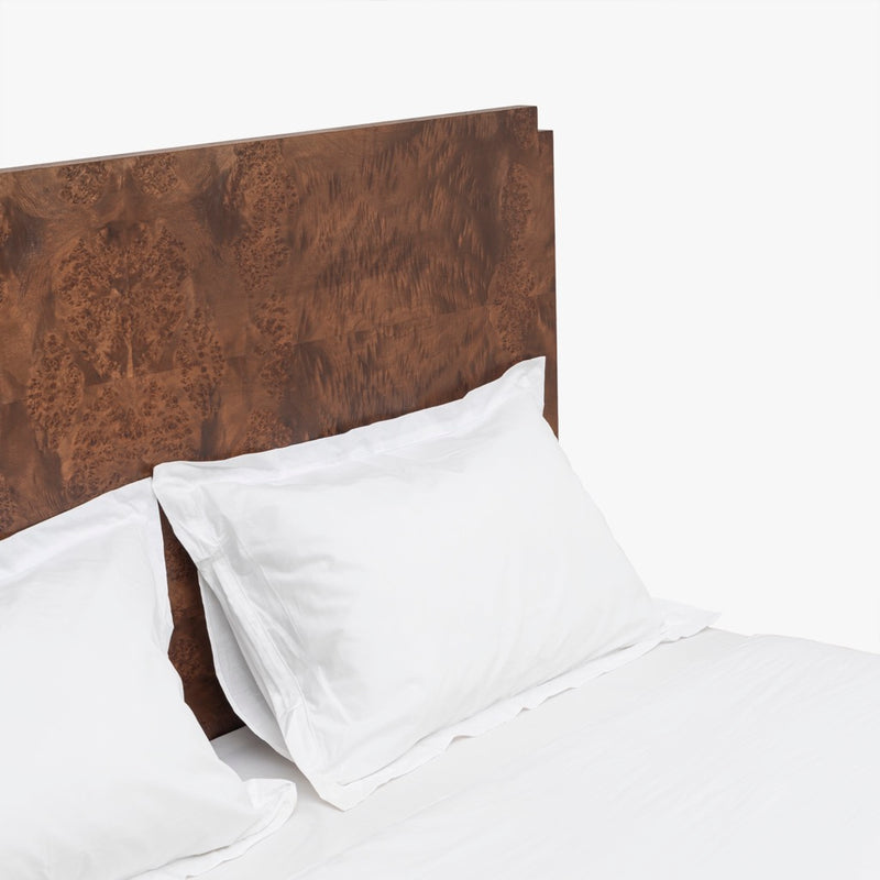 Co.House Designs Wesley Burl Bed Dark Brown Headboard Detail