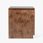 Wesley Burl Nightstand Dark Brown Side View Co.House Designs