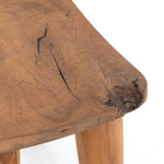 Four Hands Zuri Outdoor Stool Aged Natural Teak Natural Cracking and Graining