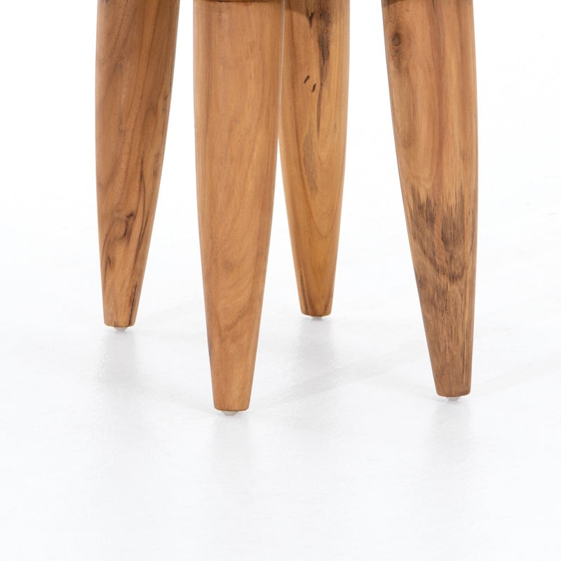 Four Hands Zuri Outdoor Stool Aged Natural Teak Base View