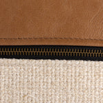 Leather & Linen Pillow Butterscotch Zipper Detail